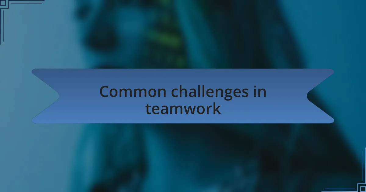 Common challenges in teamwork