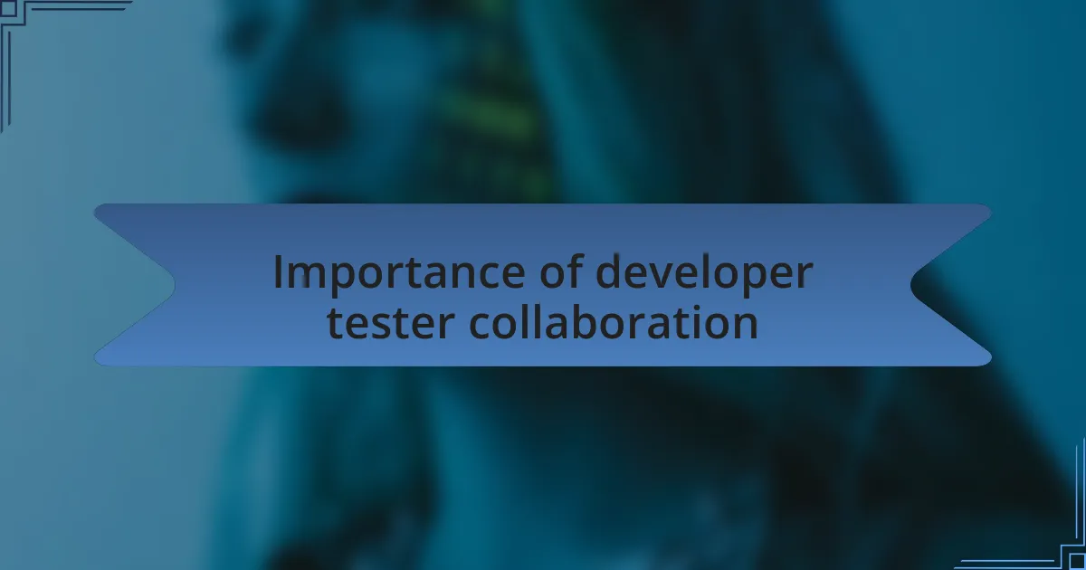 Importance of developer tester collaboration