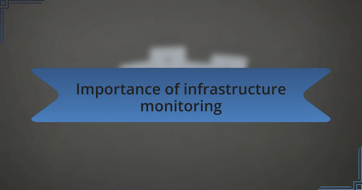 Importance of infrastructure monitoring