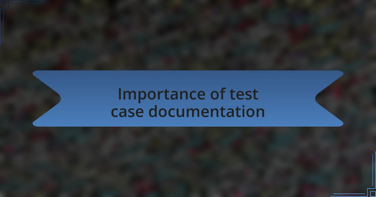 Importance of test case documentation